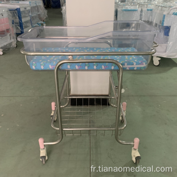 Lit bébé transparent en acier inoxydable pour hôpital